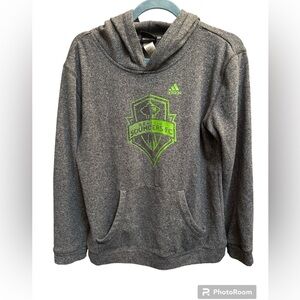 SEATTLE SOUNDERS WA Adidas Soccer hooded sweatshirt hoodie kids large 14/16 EUC